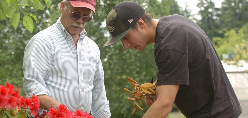 Teacher and student in landscaping workshop