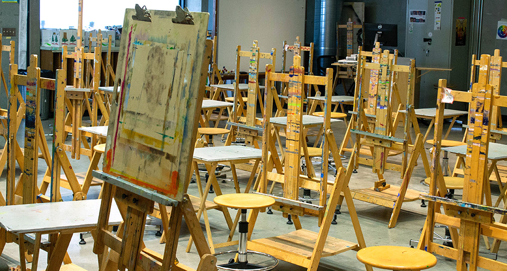 Easels in the painting studio