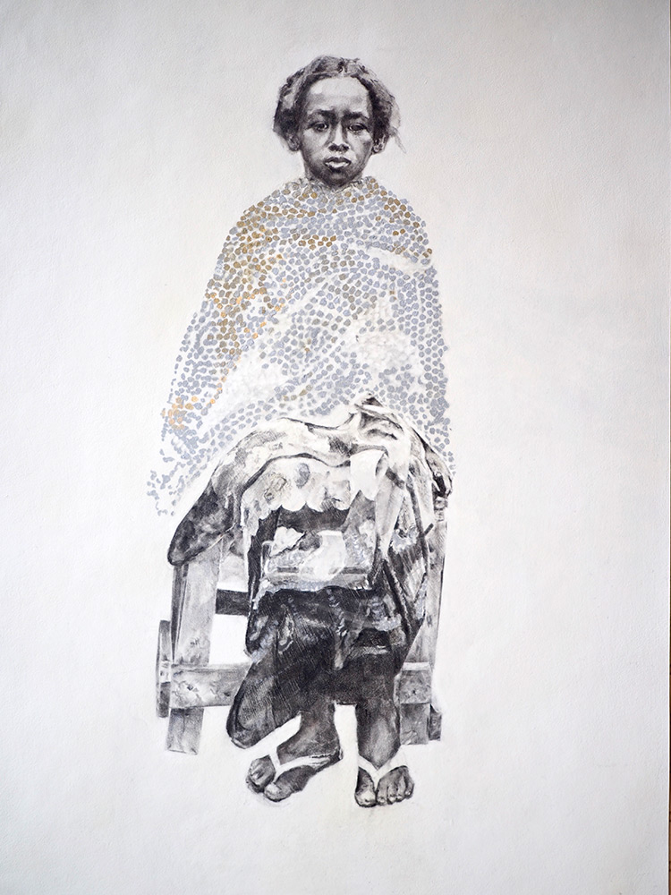 Drawing of a young African girl in traditional dress