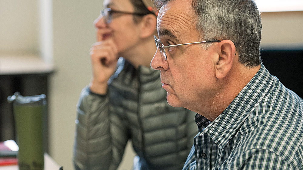 Students listening in class