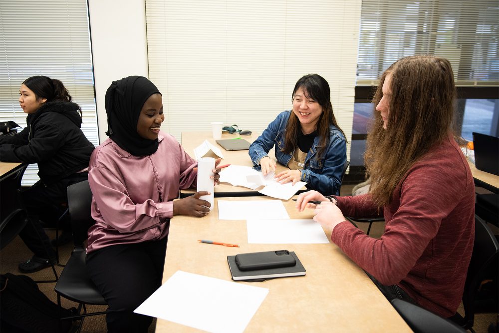 Students working together on a project in class