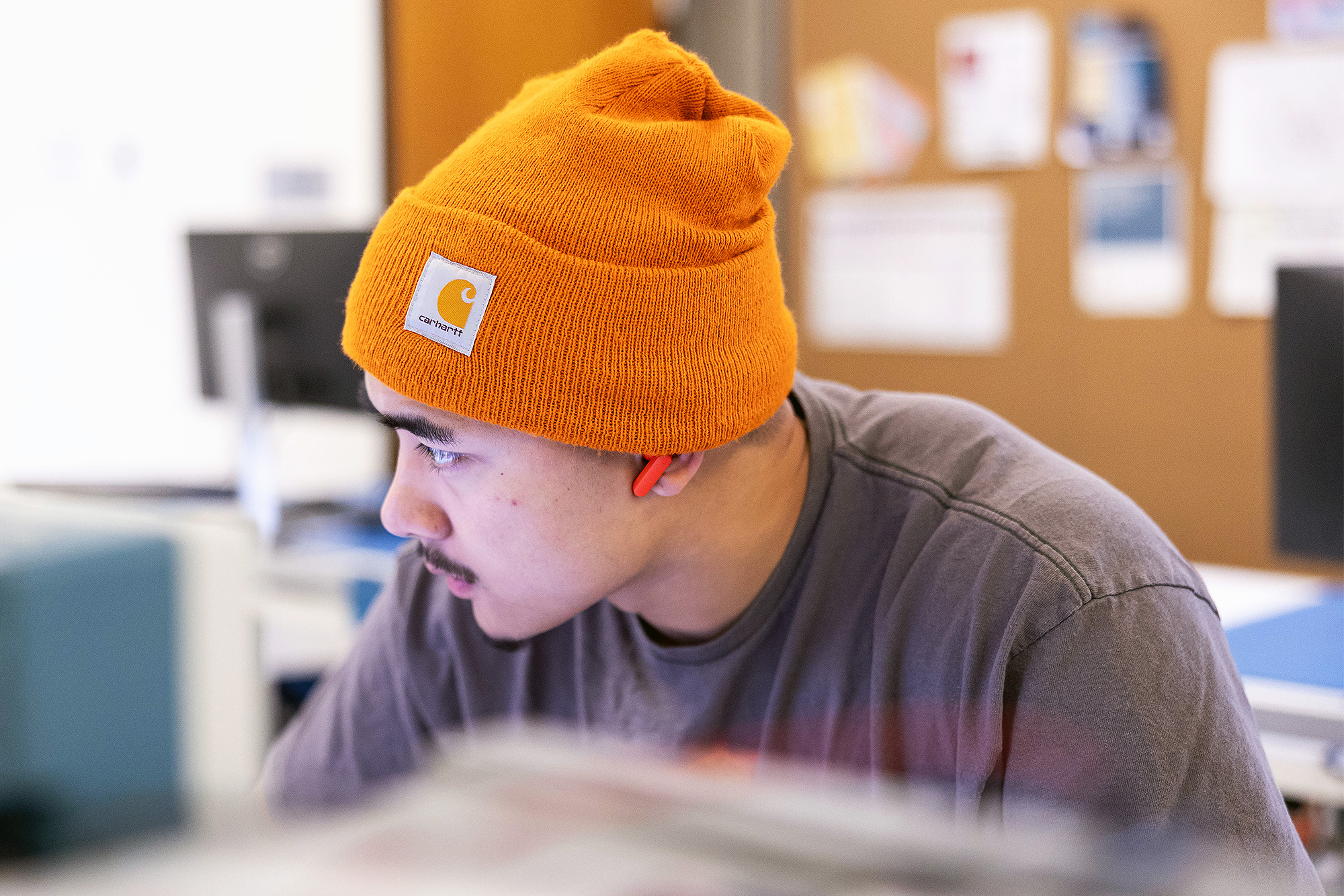 Network security student in class