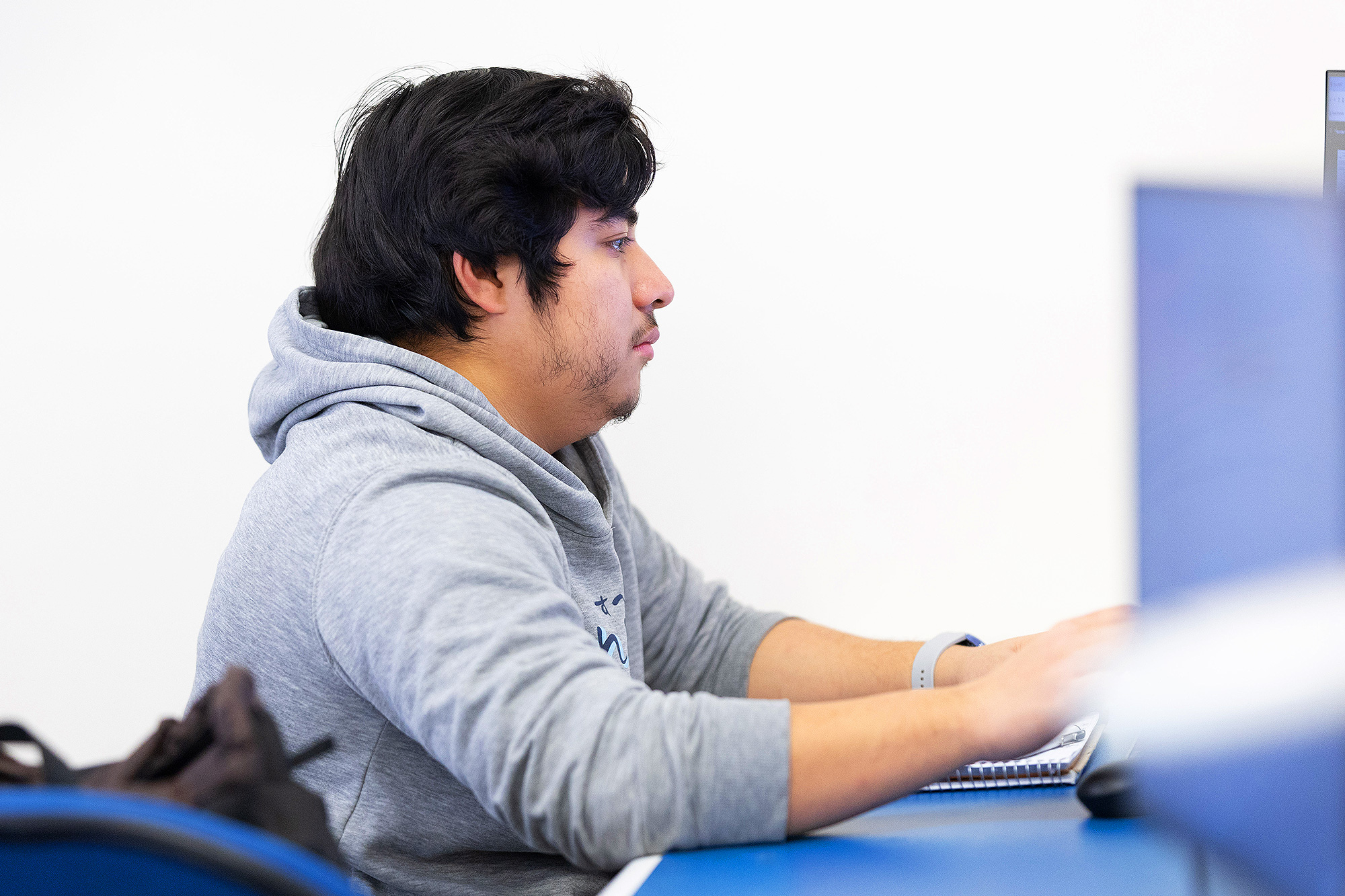 Network security student in class