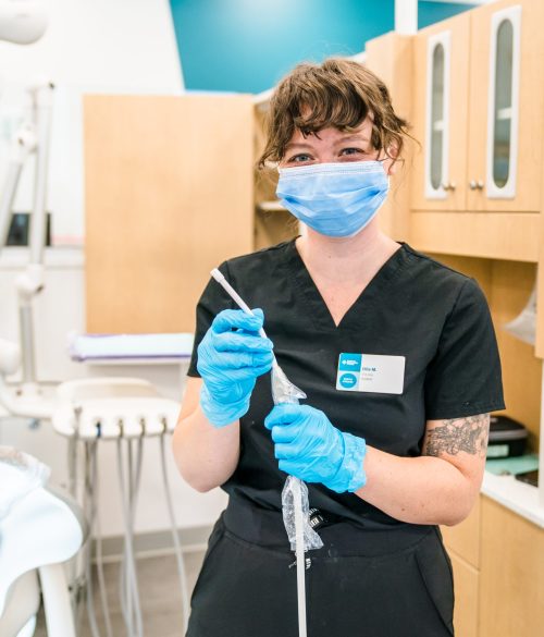Student working in the dental clinic