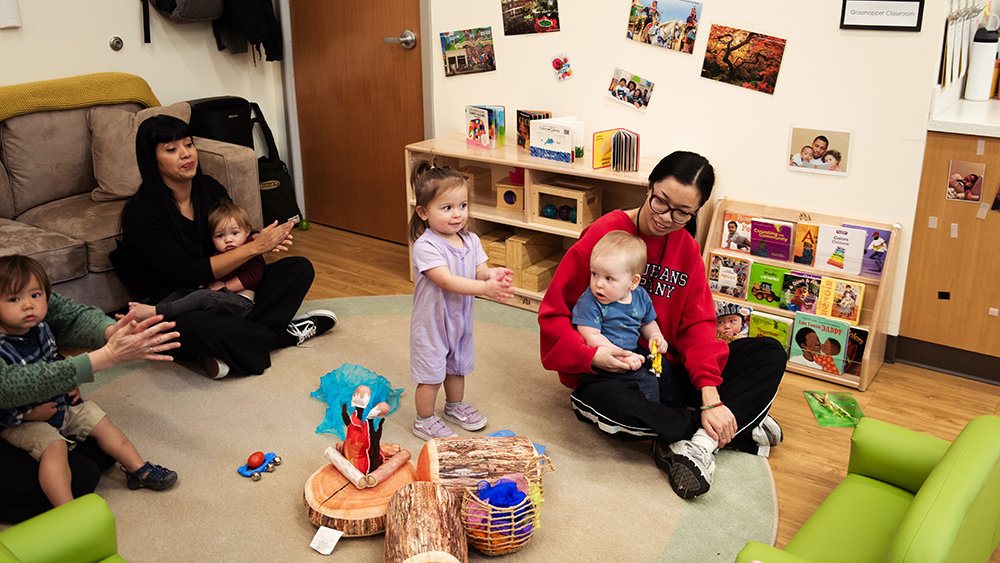 Young preschool children in classroom