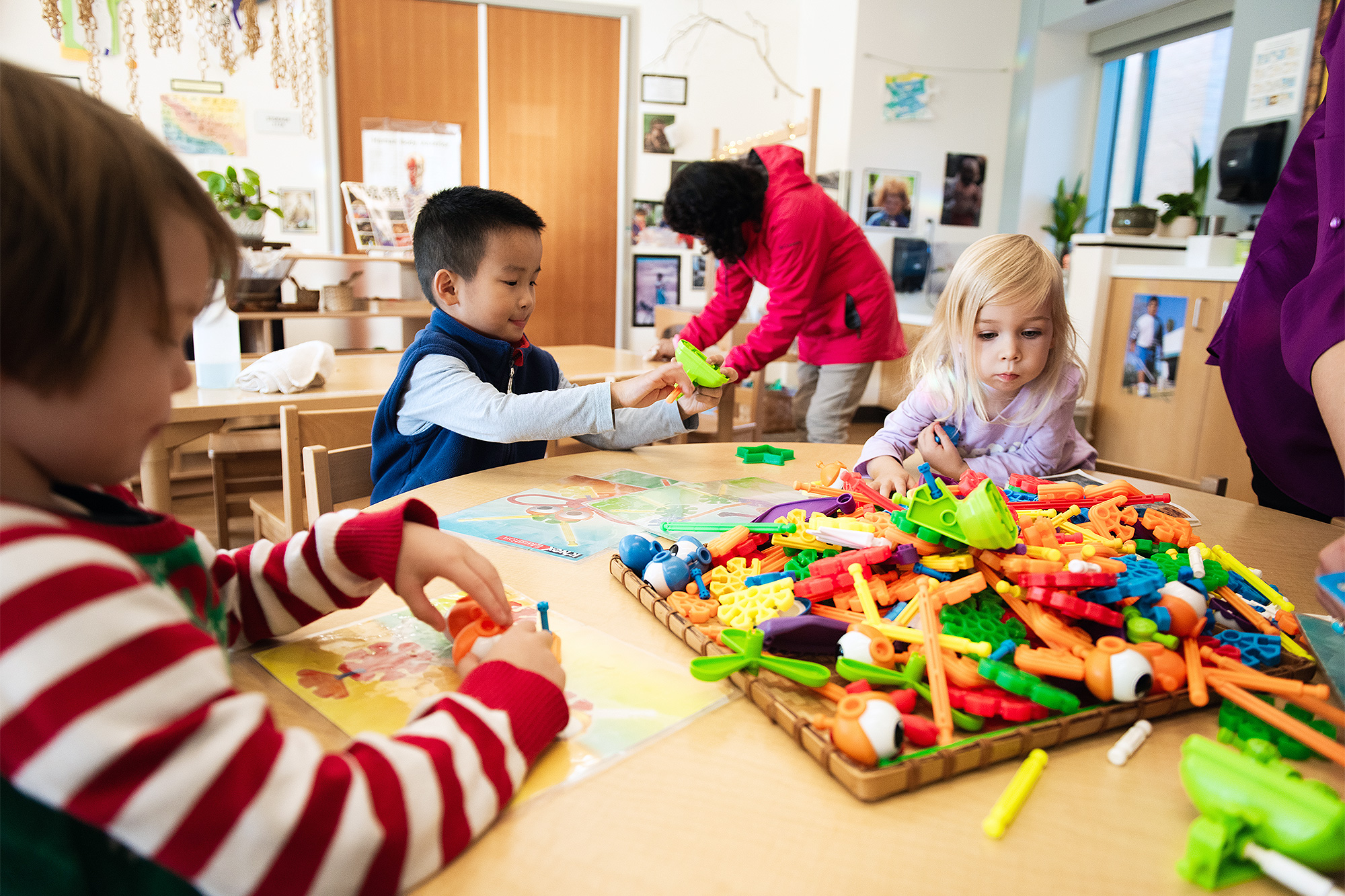 Kids playing with blocks in the Childcare Development Center