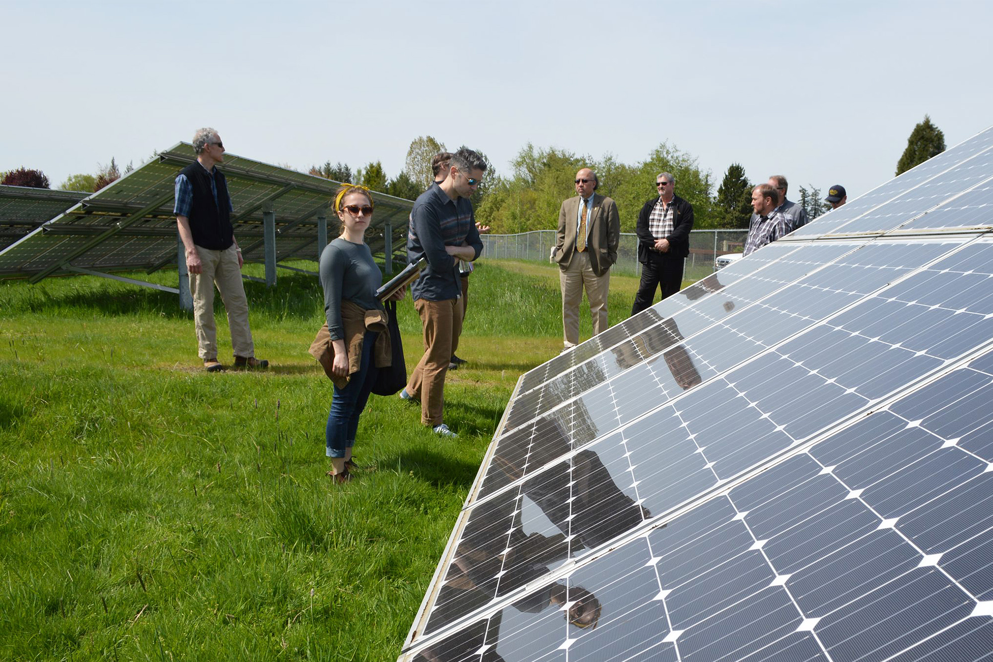 Environmental Studies students vising the Rock Creek solar array