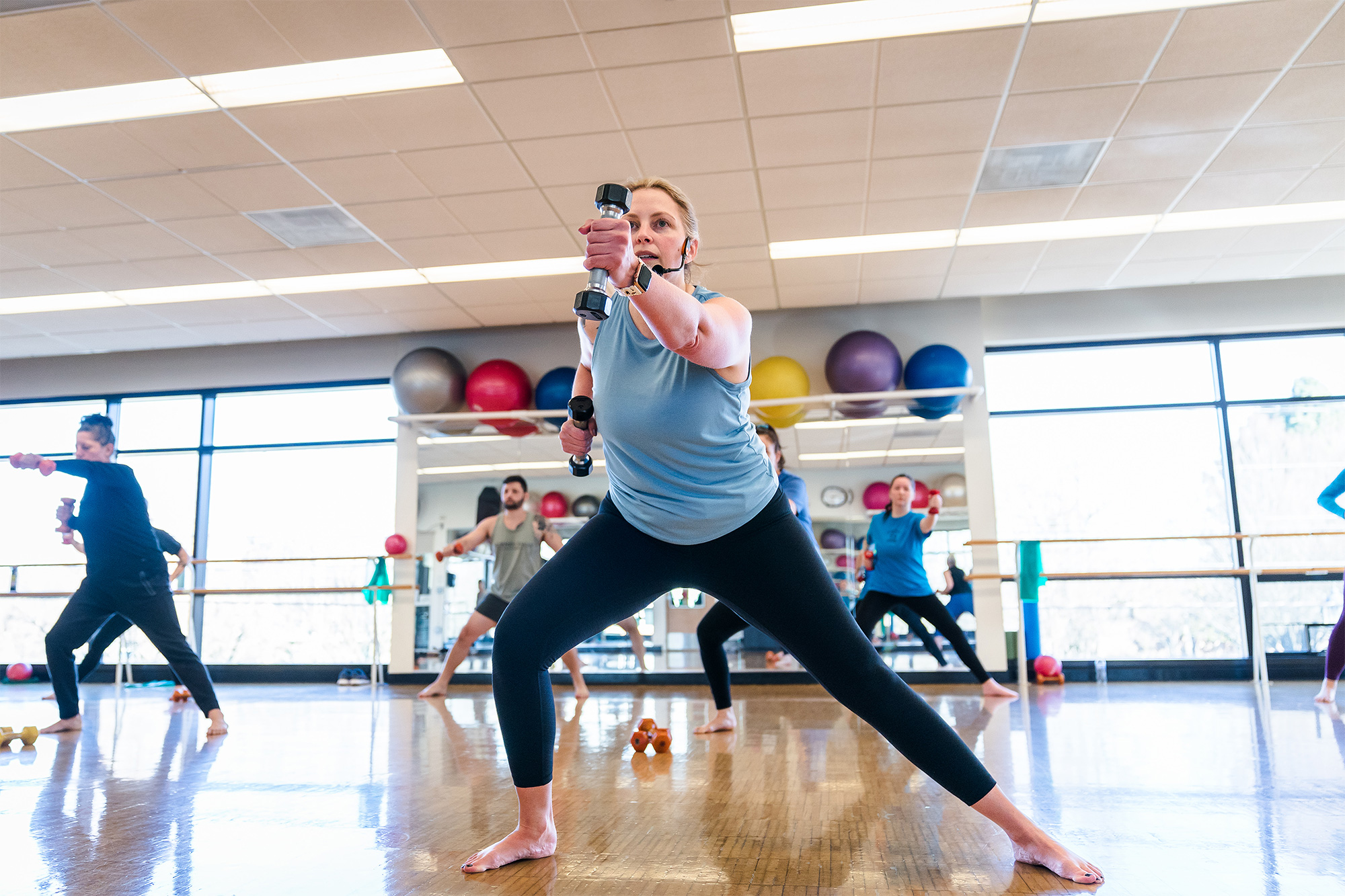 Instructor leading a PCC group fitness class