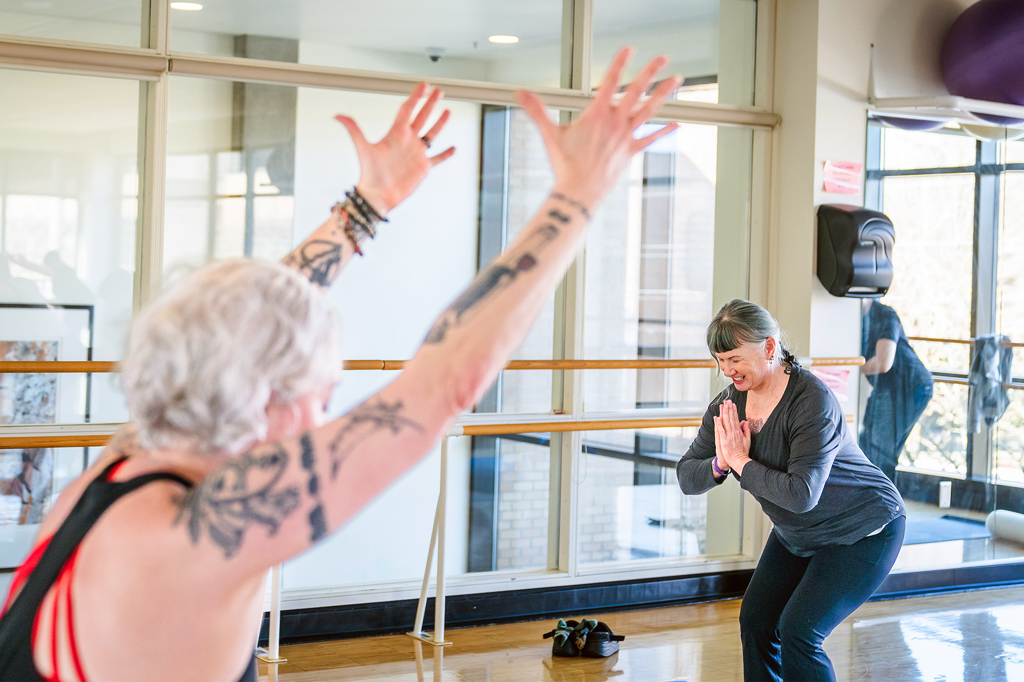 Older adults enjoying a PCC group fitness class