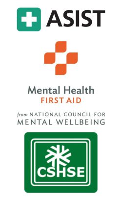 ASIST, Mental Health First Aid, and CSHSE logos