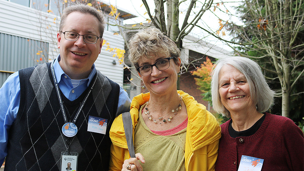 3 Gerontology staff members standing together outside