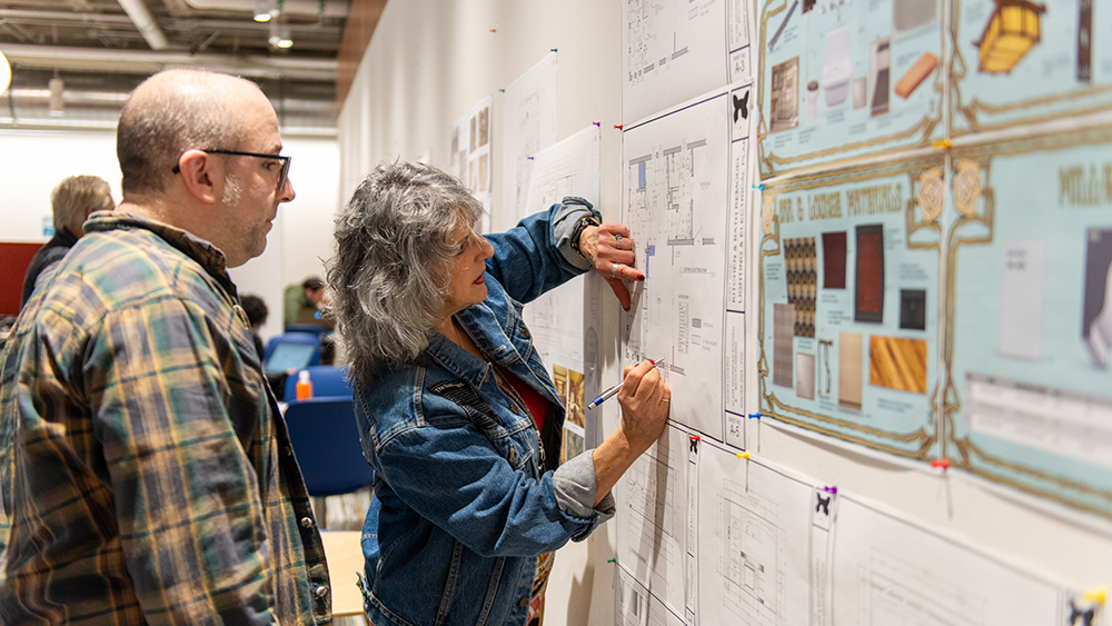 Looking at an interior design presentation