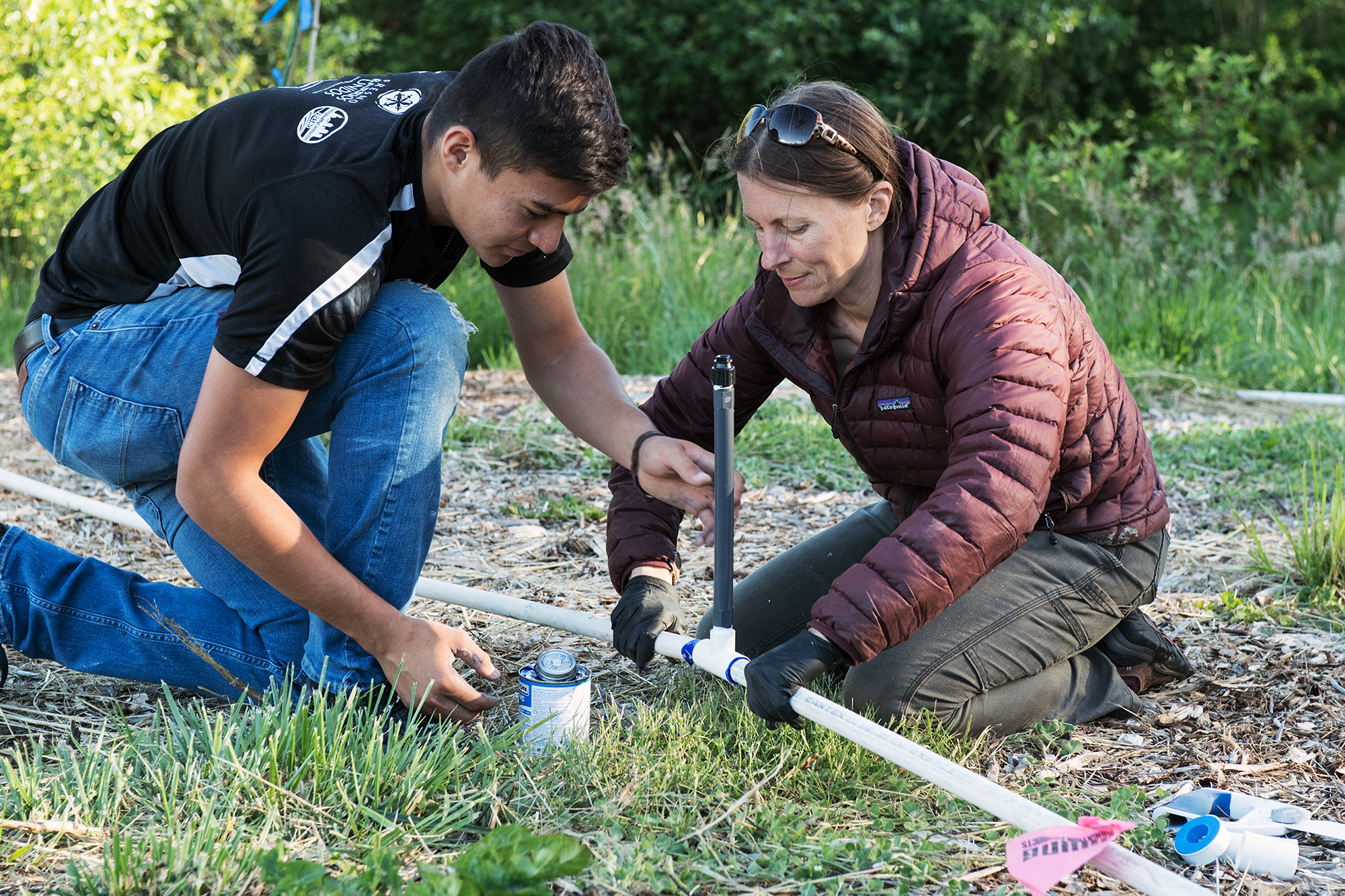 Landscape Tech students installing an irrigation system