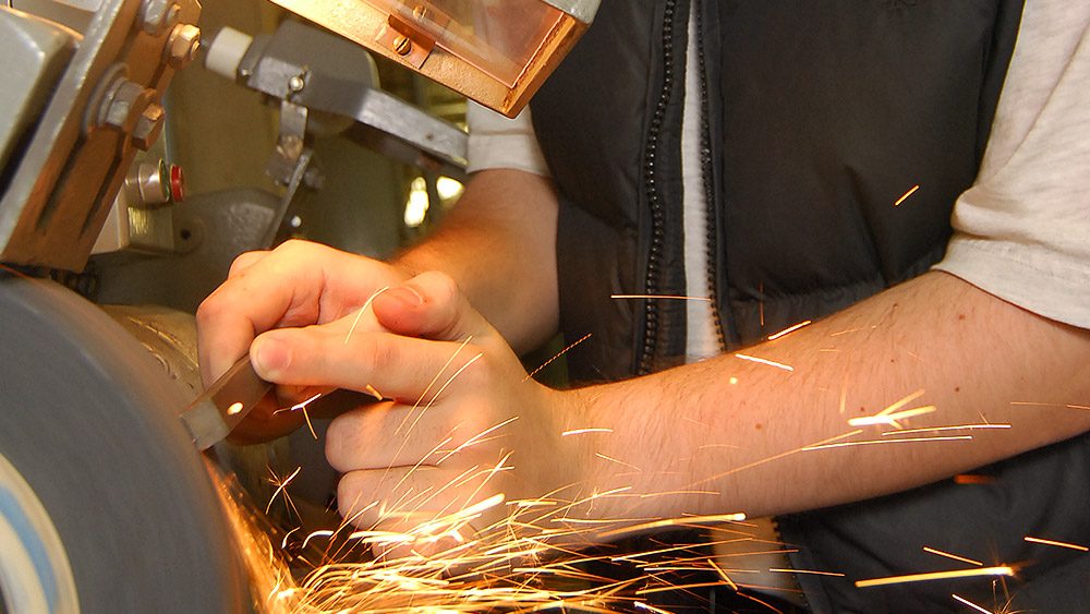 Sparks coming off machining equipment