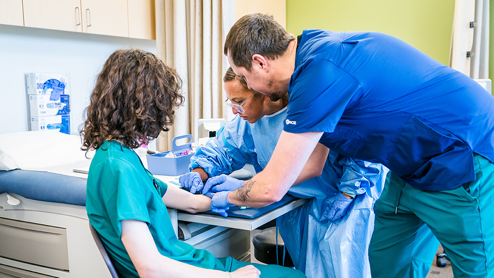 Students drawing blood