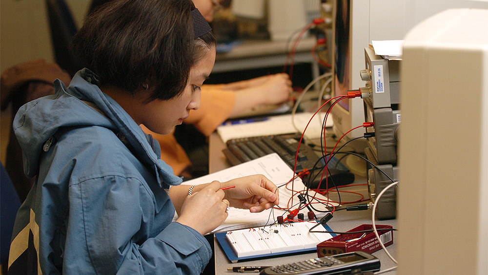 Student working on a project in the lab