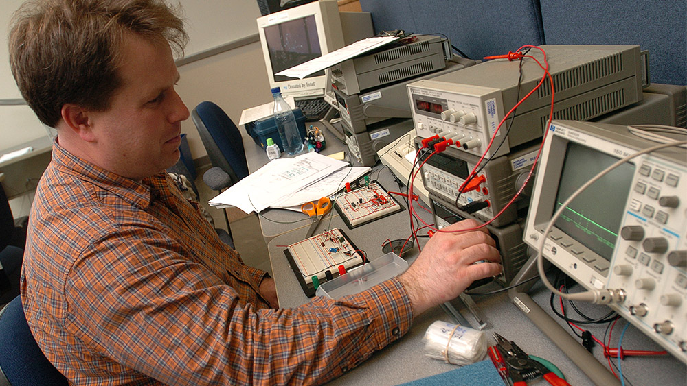 Student working on a project in the lab