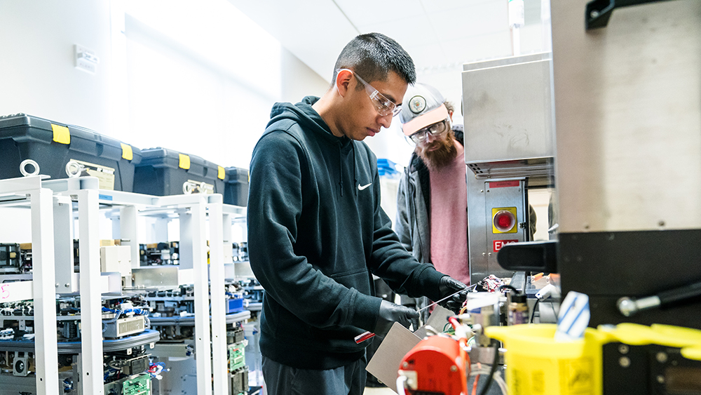 Students working in the microelectronics lab