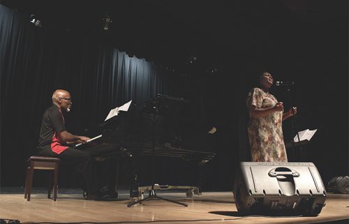 Singer performing with piano accompanyment