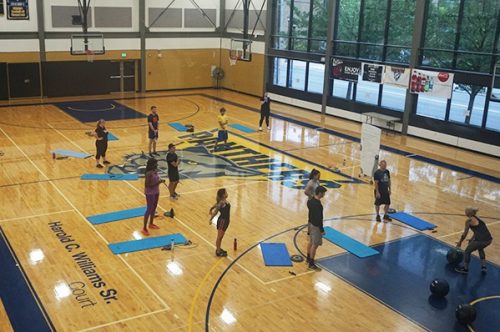 Students in the gym