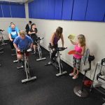 Stationary bike spinning class at Sylvania