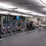 rows of exercise machines