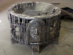 Fire pit showing one of the faces