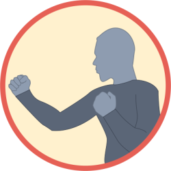 Person with their fists up