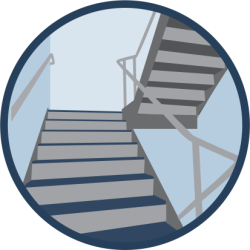 Enclosed stairwells for assistance