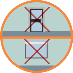 Don't go near windows and doors