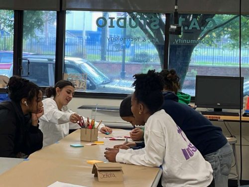 Students working in the studio