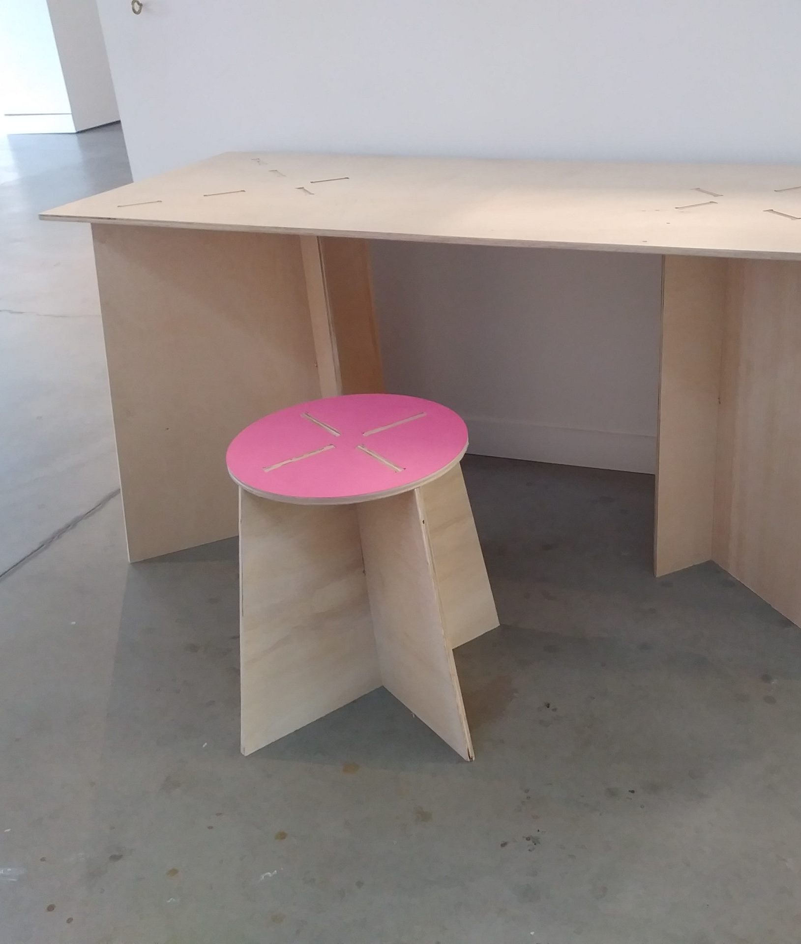 Wooden desk and stool