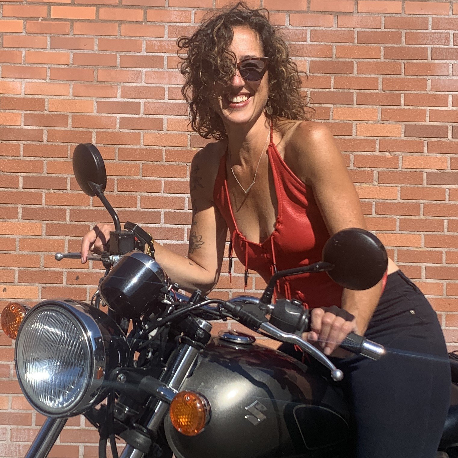 Jaime Johnston on a motorcycle