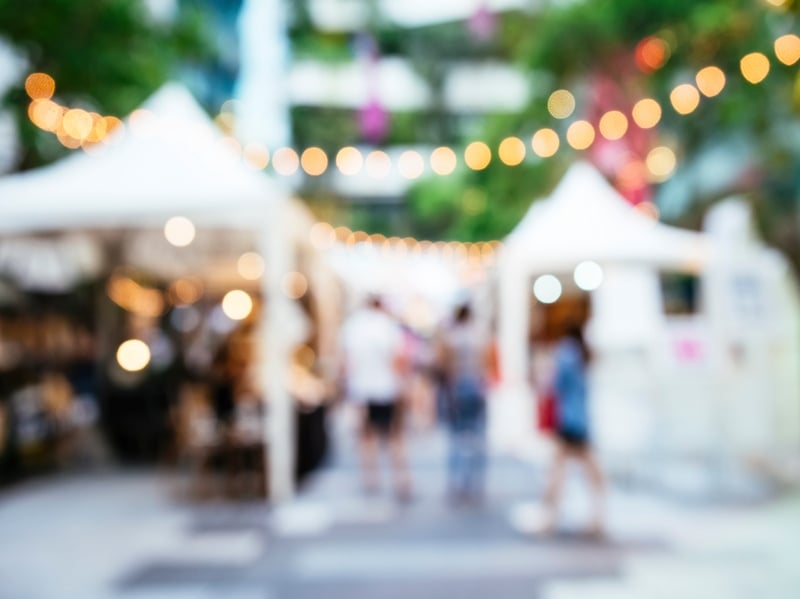 Blurred photo of a holiday market 