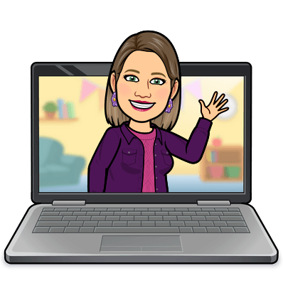 Cartoon image of teacher popping out of laptop.