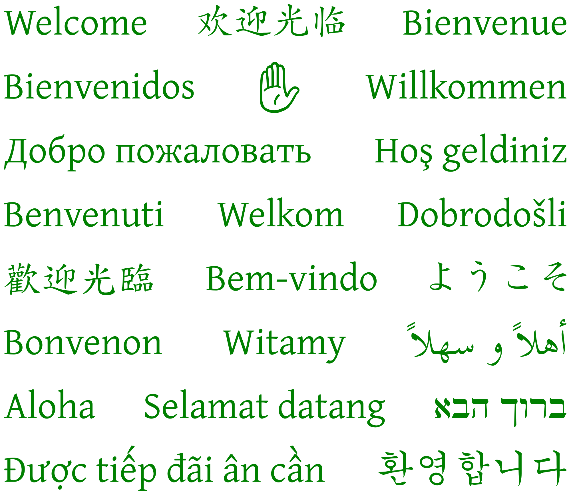 The picture show welcome in many languages