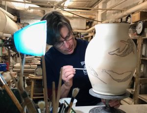 Lori Buff Decorating a Vase