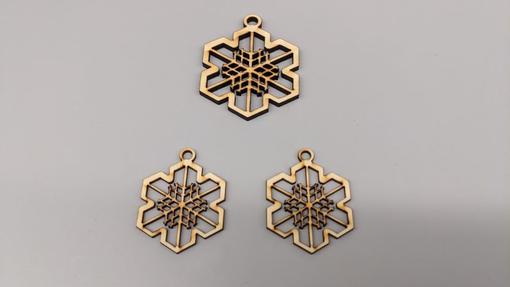 Laser Cut Wood Snowflake Earrings and Necklace Charm