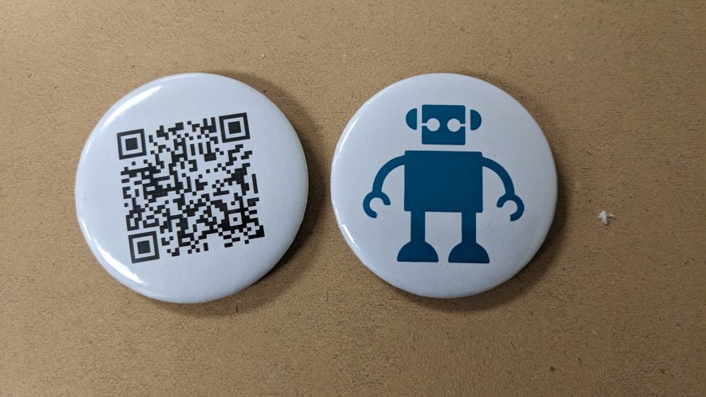 QR code and robot buttons