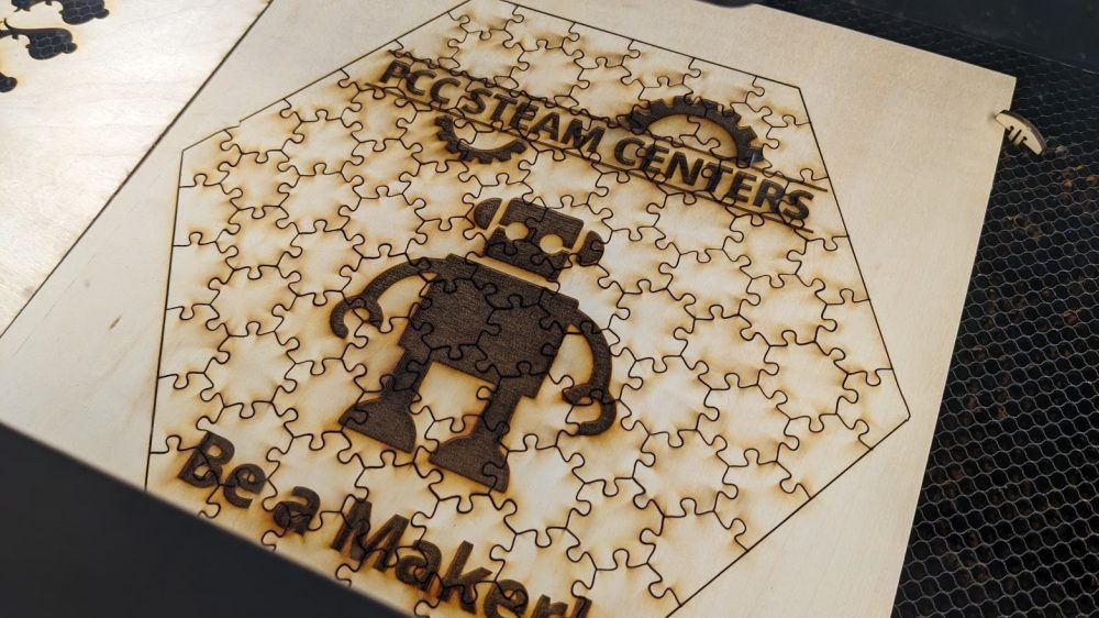 Laser cut wooden jigsaw puzzle