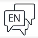 Speak English icon, talking bubbles with 'EN' in the center of one