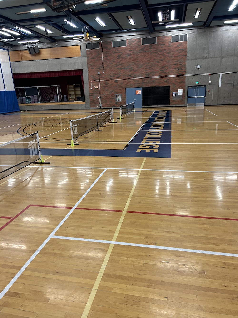 PCC Sylvania Campus Gym pickleball courts have and nets