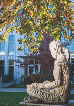 Sculpture outside on southeast campus