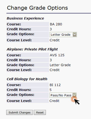 Grade options  Student Records at PCC