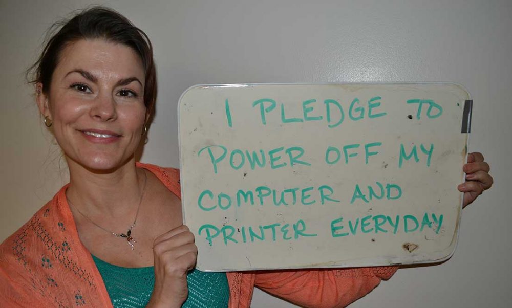 Pledge to power off computer and printer