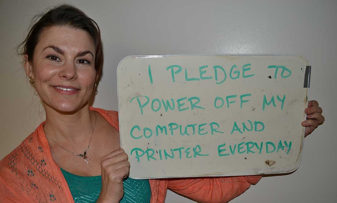 Pledge to power off computer and printer