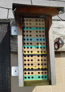 Stacked wood mason bee house at RC