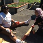 People building garden beds