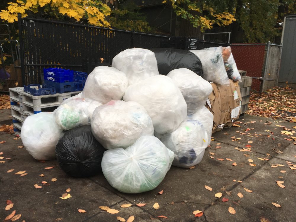 Pile of bags of plastic