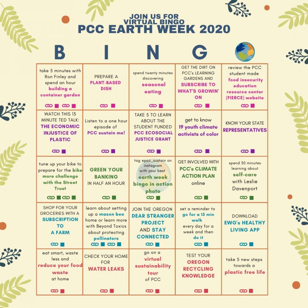 PCC Earth Week Bingo